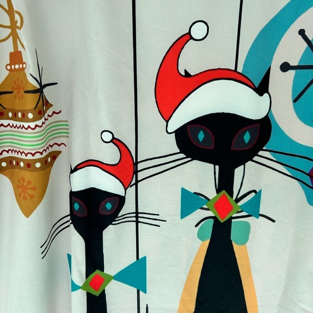 Hawaiian Christmas Retro Cats Short Sleeve Shirt Atomic Mod MCM Siamese Mens 4XL - Picture 6 of 10